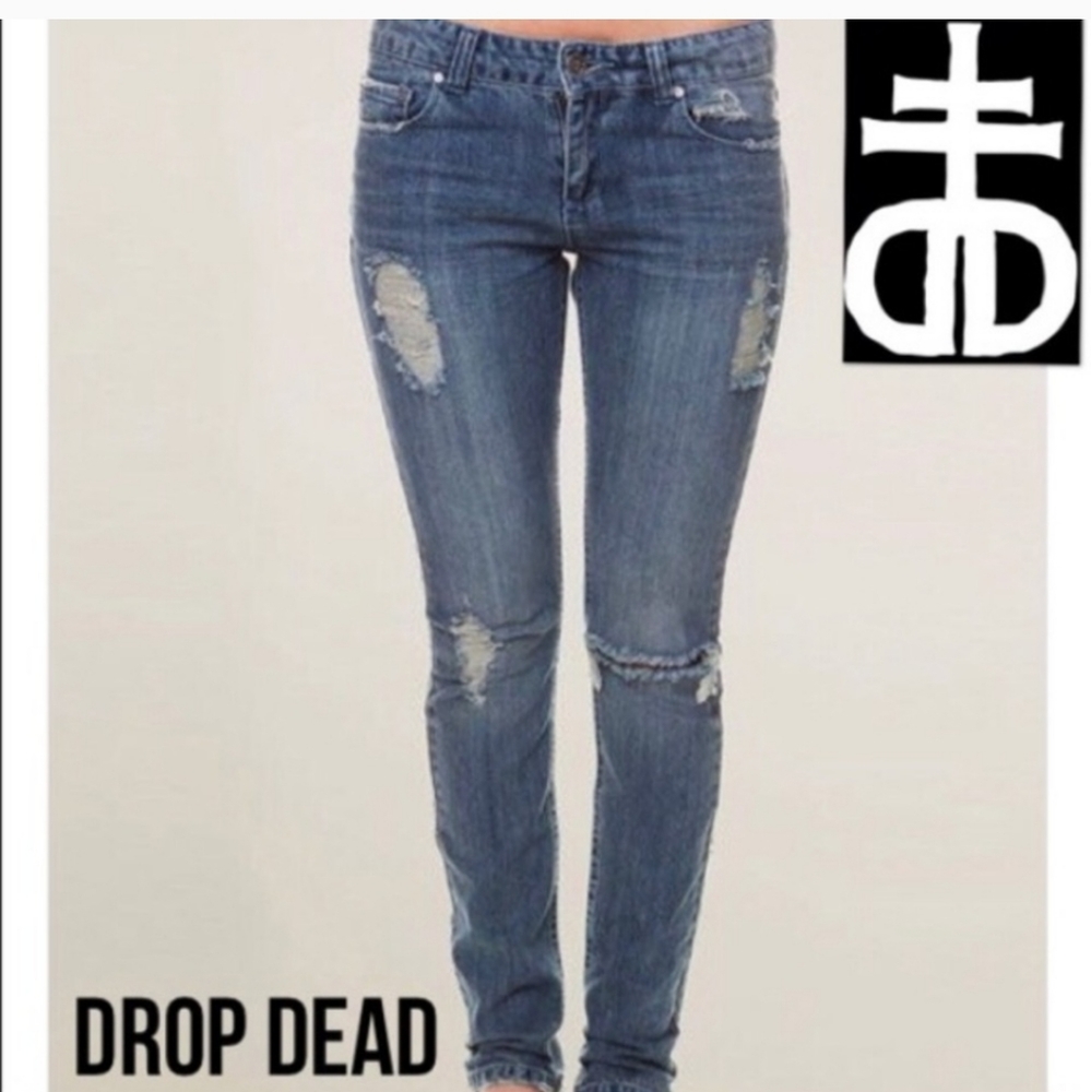 Dropdead Kitty Brains Distressed Skinny Jeans